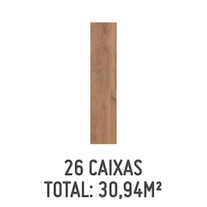 Kit 26 Caixas de Porcelanato Esmaltado Parquet D`Olivier 20x120cm com 1,19m² Retificado Marrom