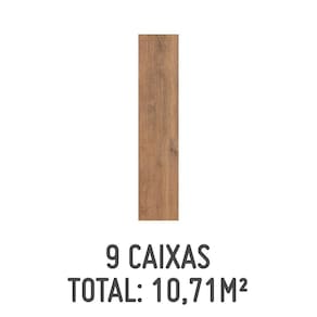 Kit 9 Caixas de Porcelanato Esmaltado Parquet D`Olivier 20x120cm com 1,19m² Retificado Marrom