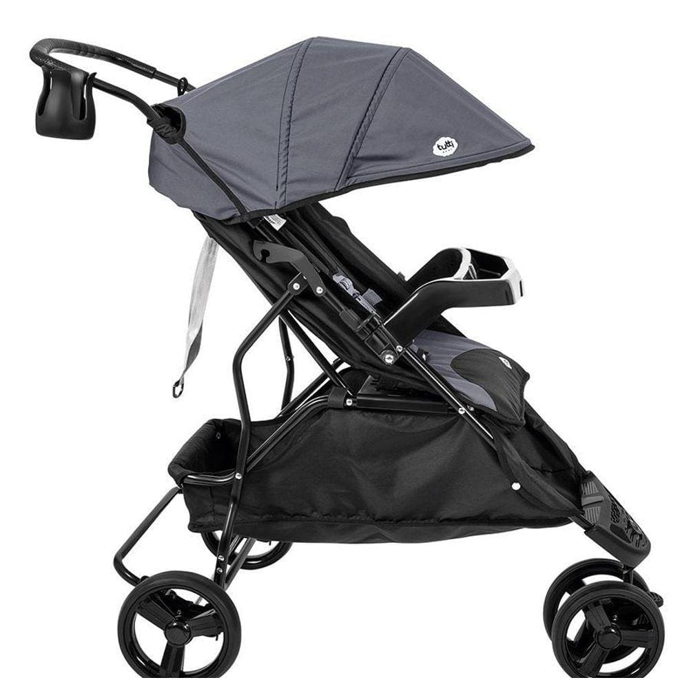 Carrinho De Bebê Evo Preto e Cinza Até 15 Kg - Tutti Baby