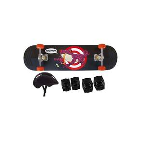 Skate Infantil Estampa Sapo + Kit Proteção Mor