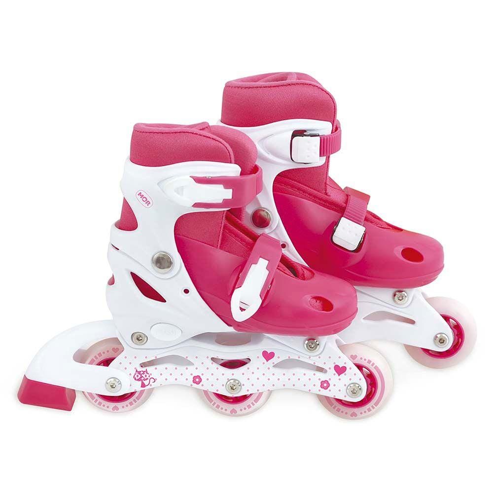 Roller Row Patins Infantil Regulável Mor Tam. 30 Ao 33 Rosa