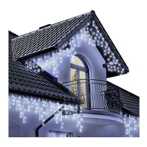 Cascata 400 Leds 10M C/ 8 Funções Branco Frio C/ Fio Branco