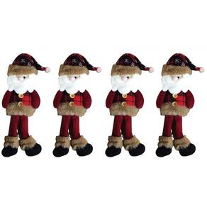Jogo Papai Noel Pendente Pelúcia Xadrez 29cm 4 Peças - Master Christmas