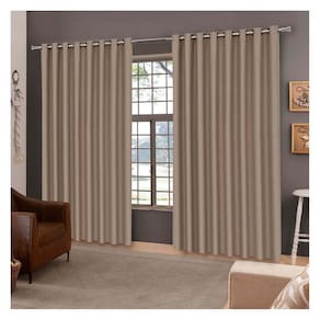 Cortina Para Sala Quarto Corta Luz 2,60 x 1,70 m Liso Bege Escuro Com Ilhós