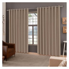 Cortina Para Sala Quarto Corta Luz 2,60 x 2,30 m Liso Bege Escuro Com Ilhós