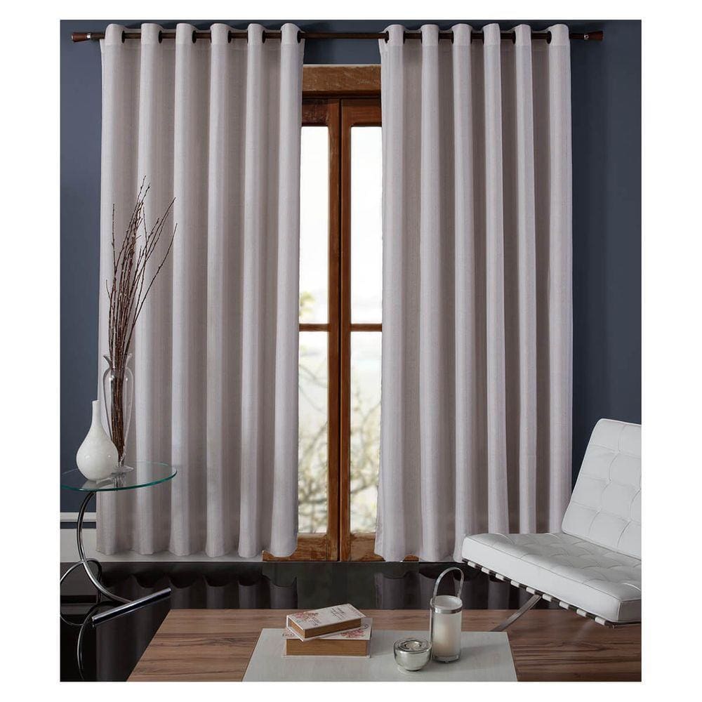 Cortina Para Sala Quarto Rústica Madras 2,60 x 1,70 m Cru Com Ilhós