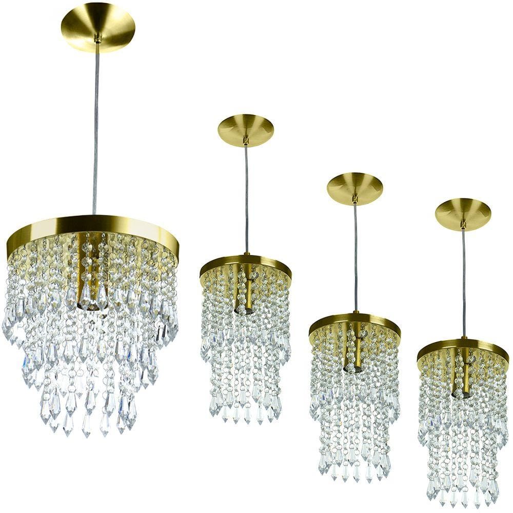Kit 3 Pendentes Spark + Lustre Plafon Manucrillic Dourado