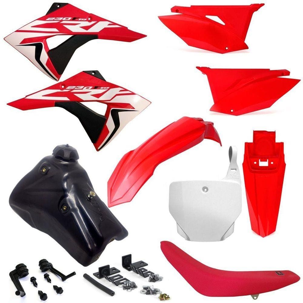 Kit Plástico Carenagem Number X cell Crf 230 2007 2008... Tanque 7 Litros