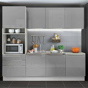 Cozinha Completa Madesa Lux com Armário e Balcão 7 Portas 3 Gavetas - Branco/Cinza