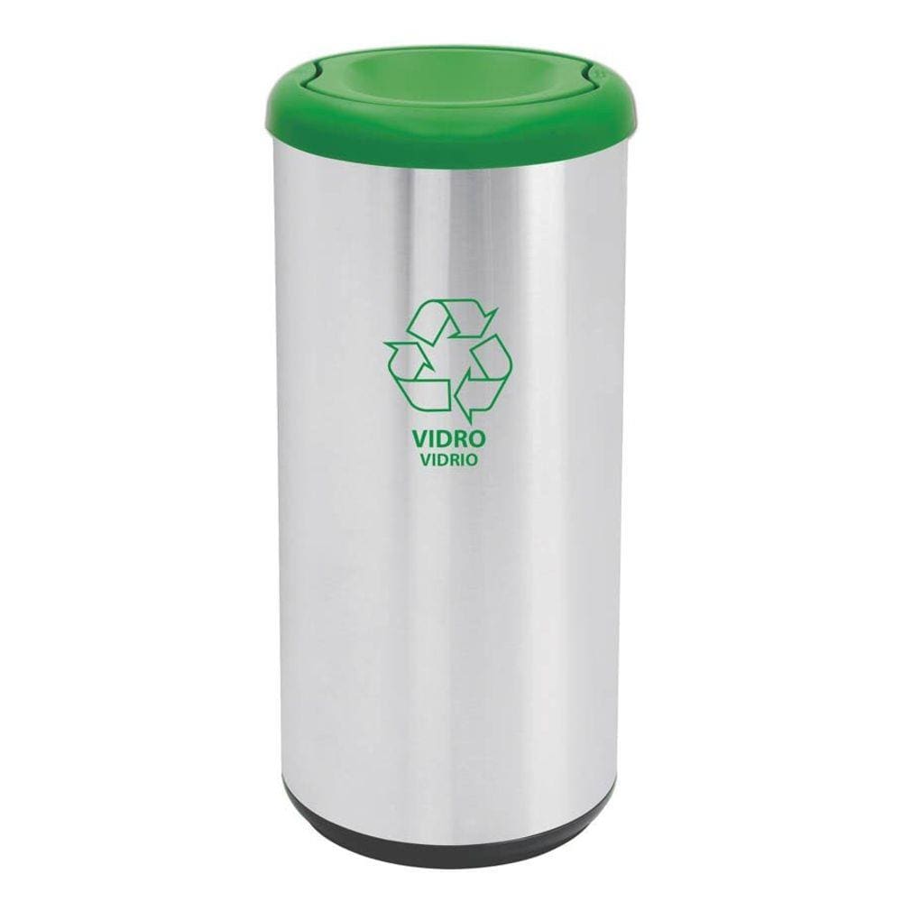 Lixeira Inox Tramontina Cápsula Selecta Plus Basculante Scotch Brite Verde em Polipropileno 40 L Tramontina