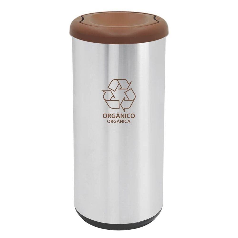 Lixeira Inox Tramontina Cápsula Selecta Plus Basculante Scotch Brite Marrom em Polipropileno 40 L Tramontina