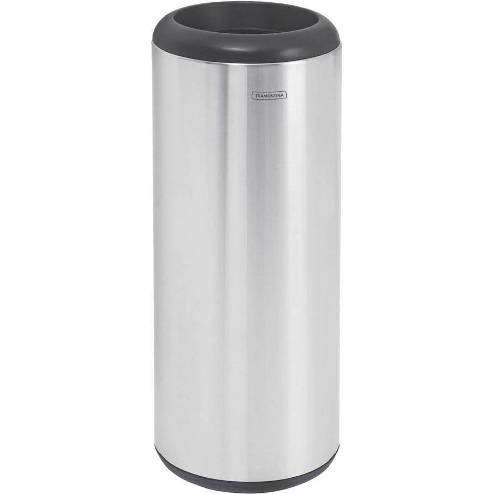 Lixeira Inox Tramontina Cápsula com Acabamento Scotch Brite e Aro e Base em Polipropileno 20 L Tramontina