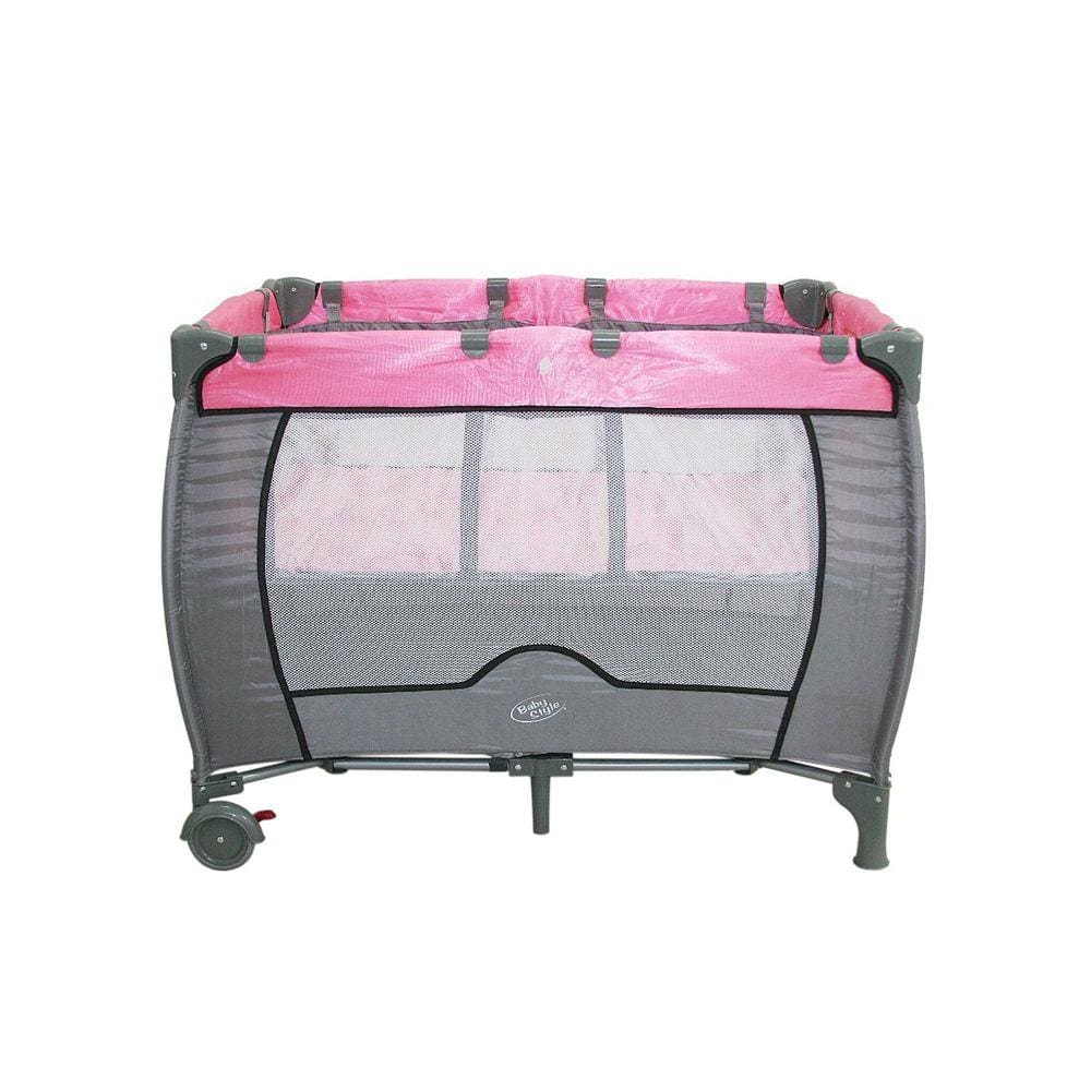 Berço Chiqueirinho Cercado Portátil Desmontável Compacto Rosa