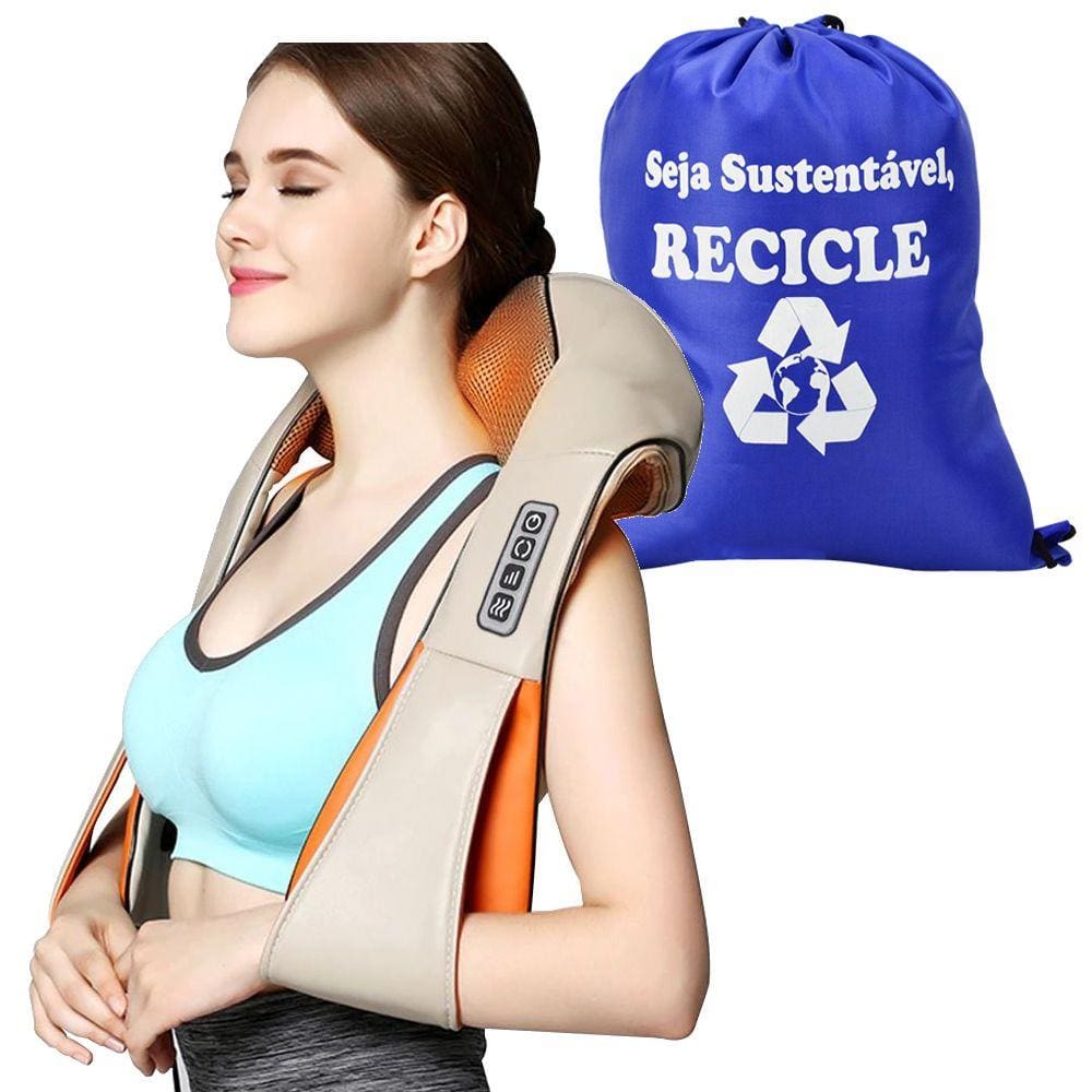 Colete Massageador Terapêutico Aquecimento Shiatsu Pescoço Ombros Cervical + Mochila CBRN17799