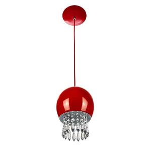 Pendente Bola Pequena 15cm Vermelho Com Cristais Acrilico