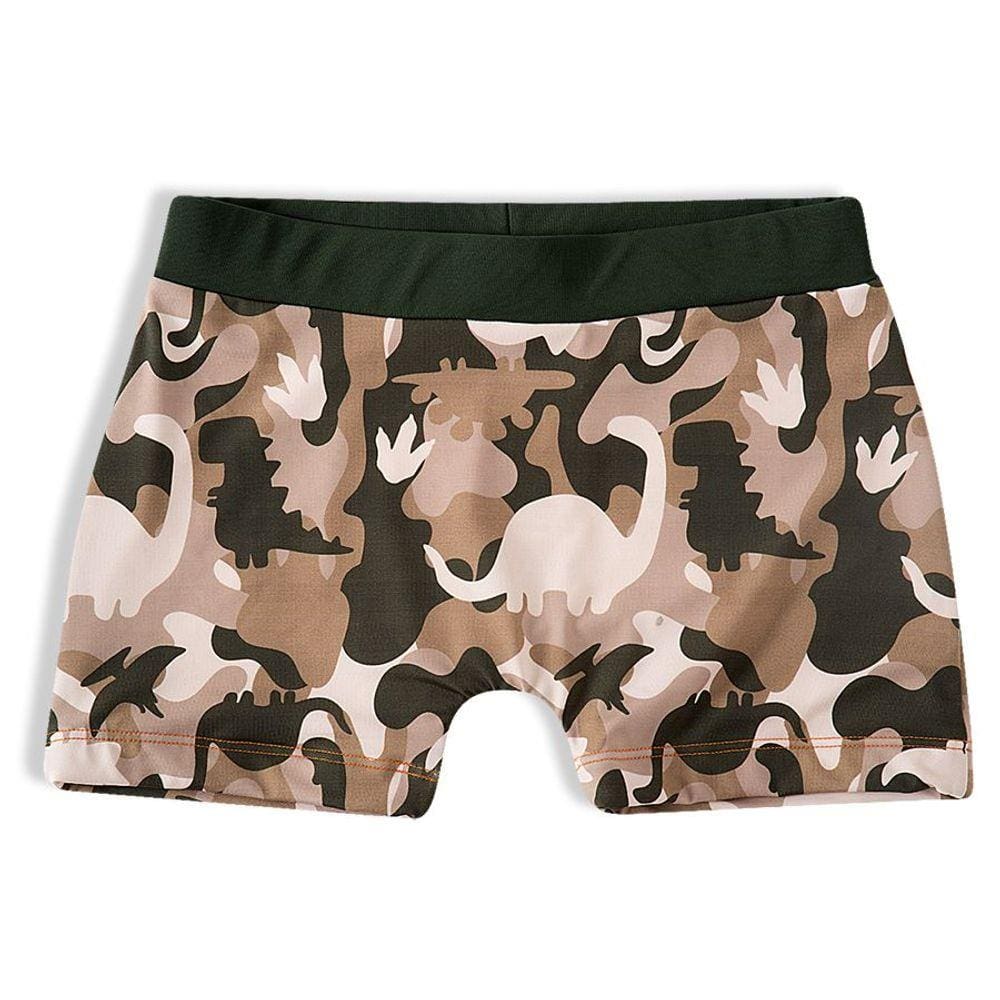 Shorts Praia Infantil Dino Camuflado Verde Militar Tip Top