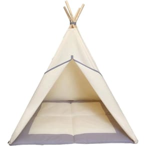 Barraca Infantil + Tapete Acolchoado Cinza 135X90X90Cm