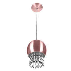 Pendente Bola Pequena 15cm Gold Rose Com Cristais Acrilico