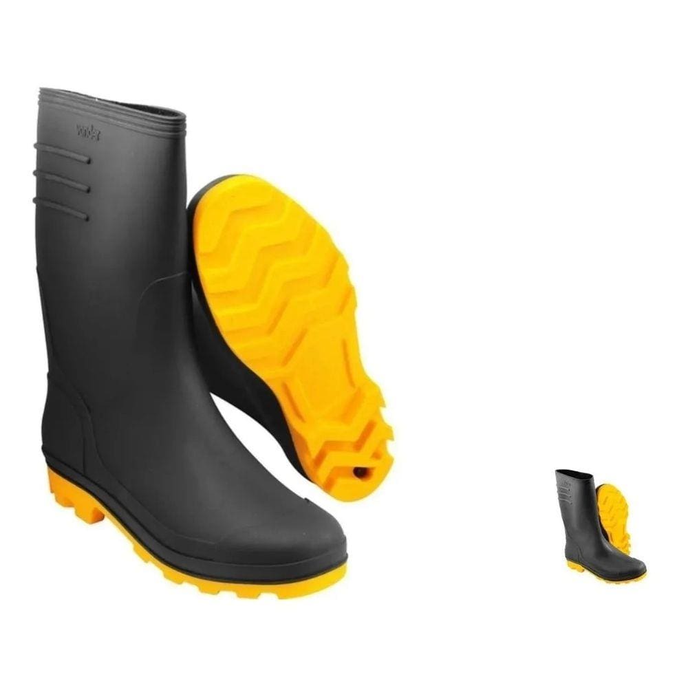 Bota Chuva Moto Motoboy Jardim Limpeza Proteção Epi Solado Amarelo Preta