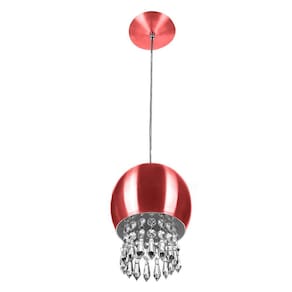 Pendente Bola Pequena 15cm Cereja Com Cristais Acrilico