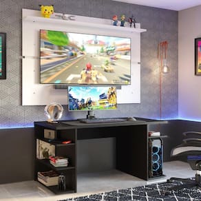Mesa para Computador Gamer e Painel TV Madesa - Preto/Branco