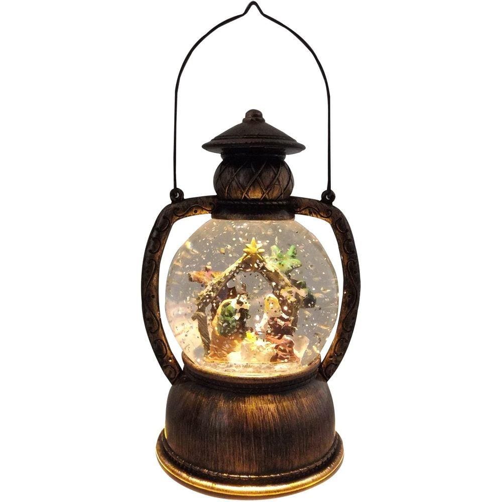 Globo De Neve Decorativo Lampião Natalino Iluminado 19cm