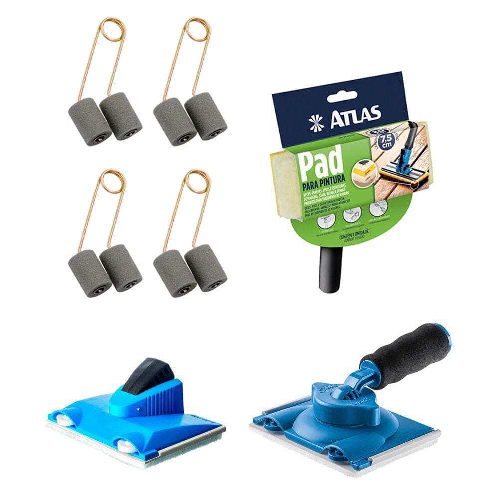 Rolo 4 Unidades +Pad Com Cabo Plastico + Pad Recorte + Pad Cabo Ajustavel