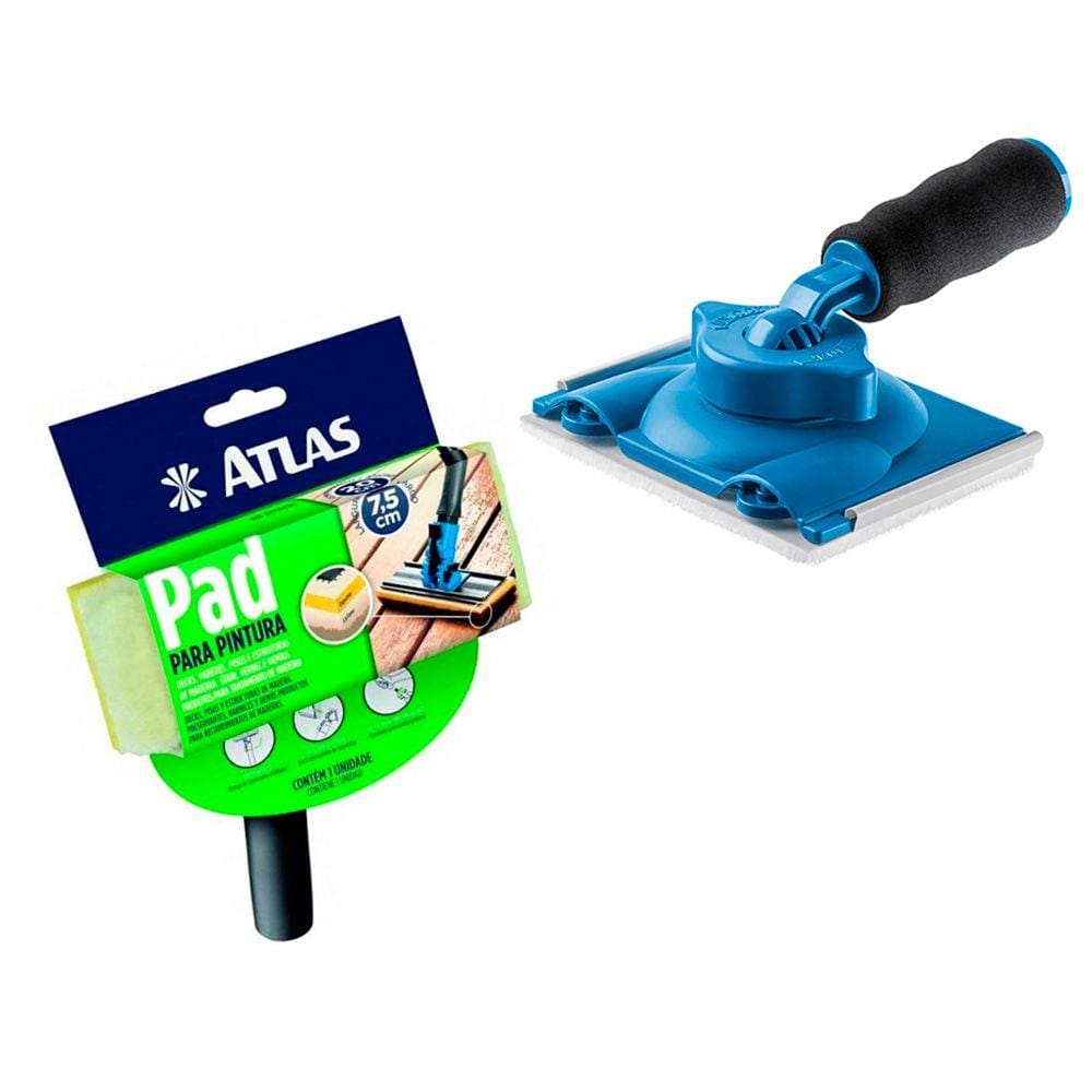 Pad Lã Stain E Verniz + Pad Com Cabo Ajustavel 360° Atlas