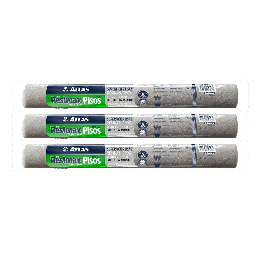 Kit 3 Rolo Big Resimax Epóxi Resina Piso Alto Rendimento 46cm