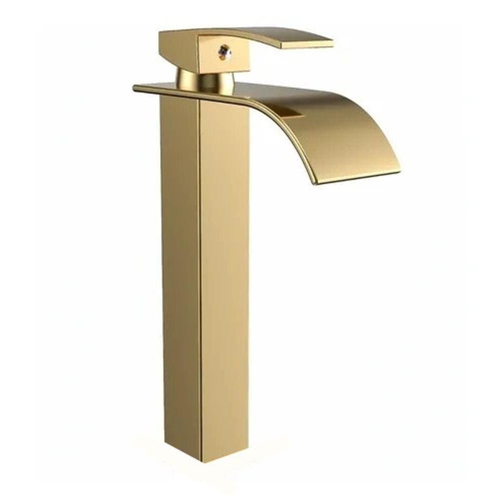 Torneira Banheiro Monocomando Cascata Bica Alta Dourada