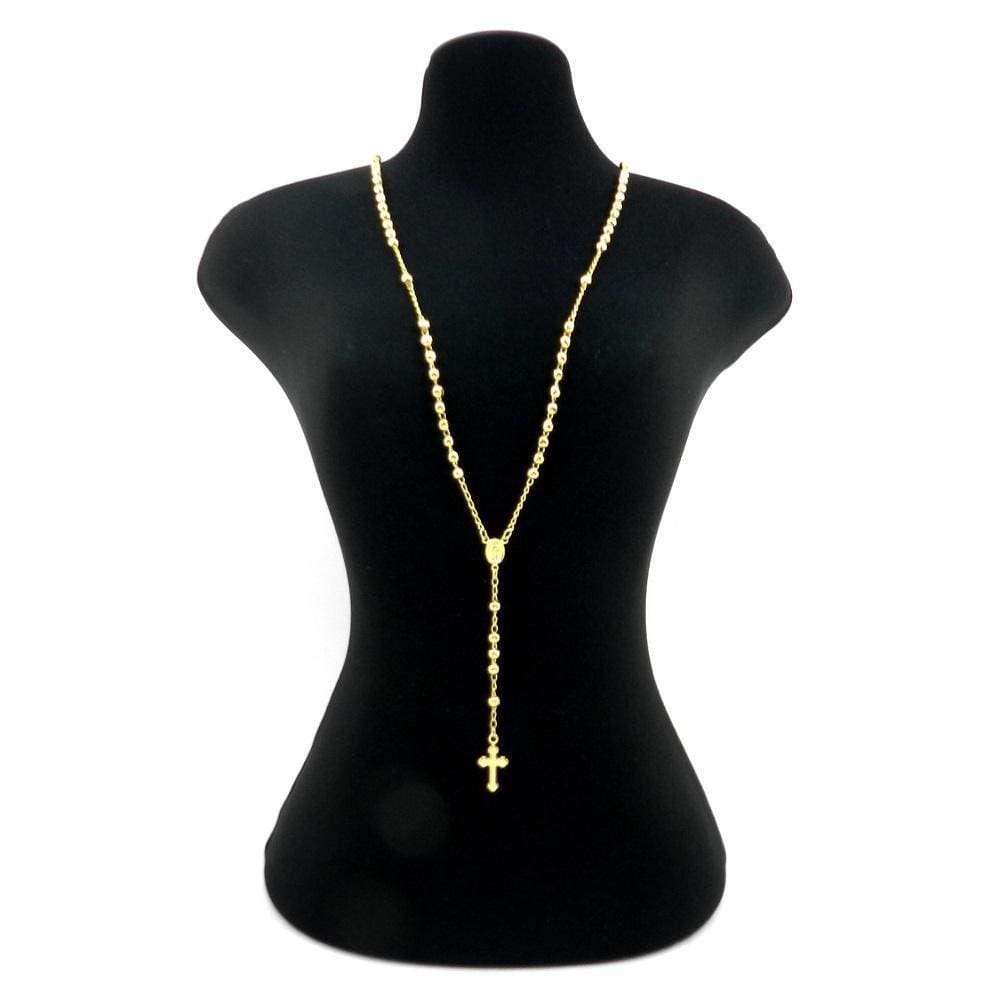 Terço Masculino 70Cm 3,5Mm Largura Folheado Ouro Gg103B