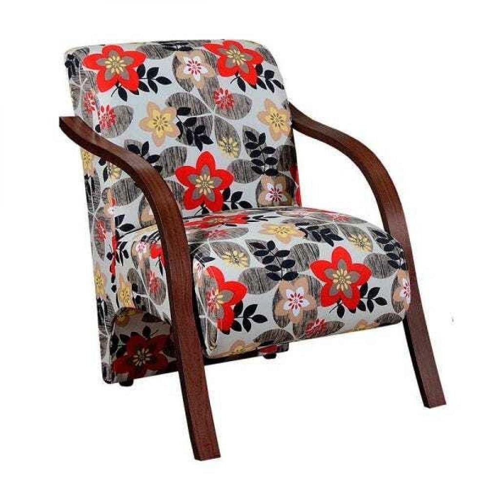 Poltrona Vênus 1 Lugar Base Madeira Floral Suede