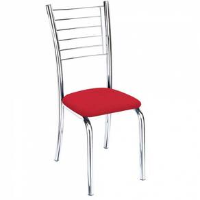 Cadeira Lara Cromada Para Cozinha Corino Vermelho