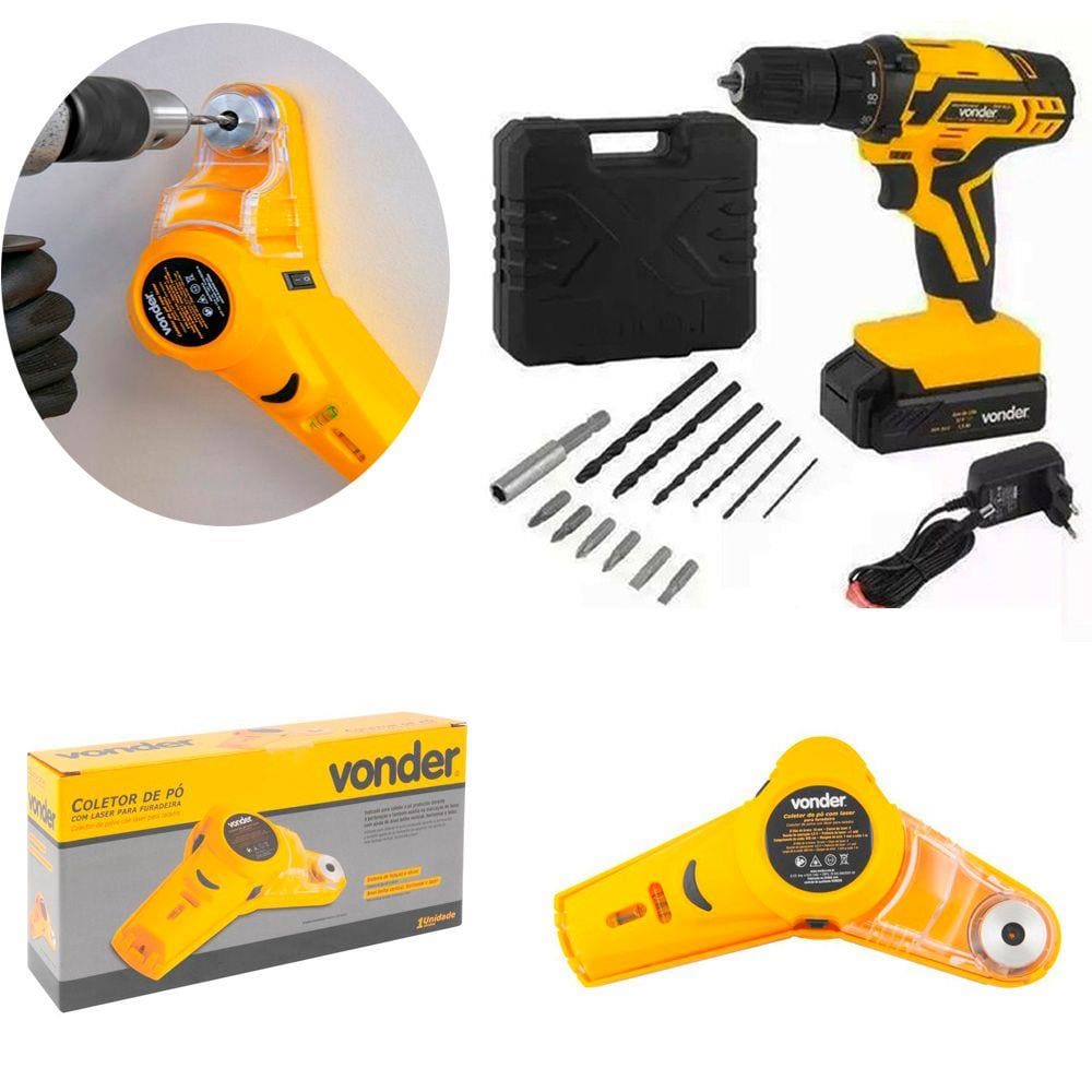 Kit Parafusadeira PFV012 + Coletor de Pó C/Laser - Vonder