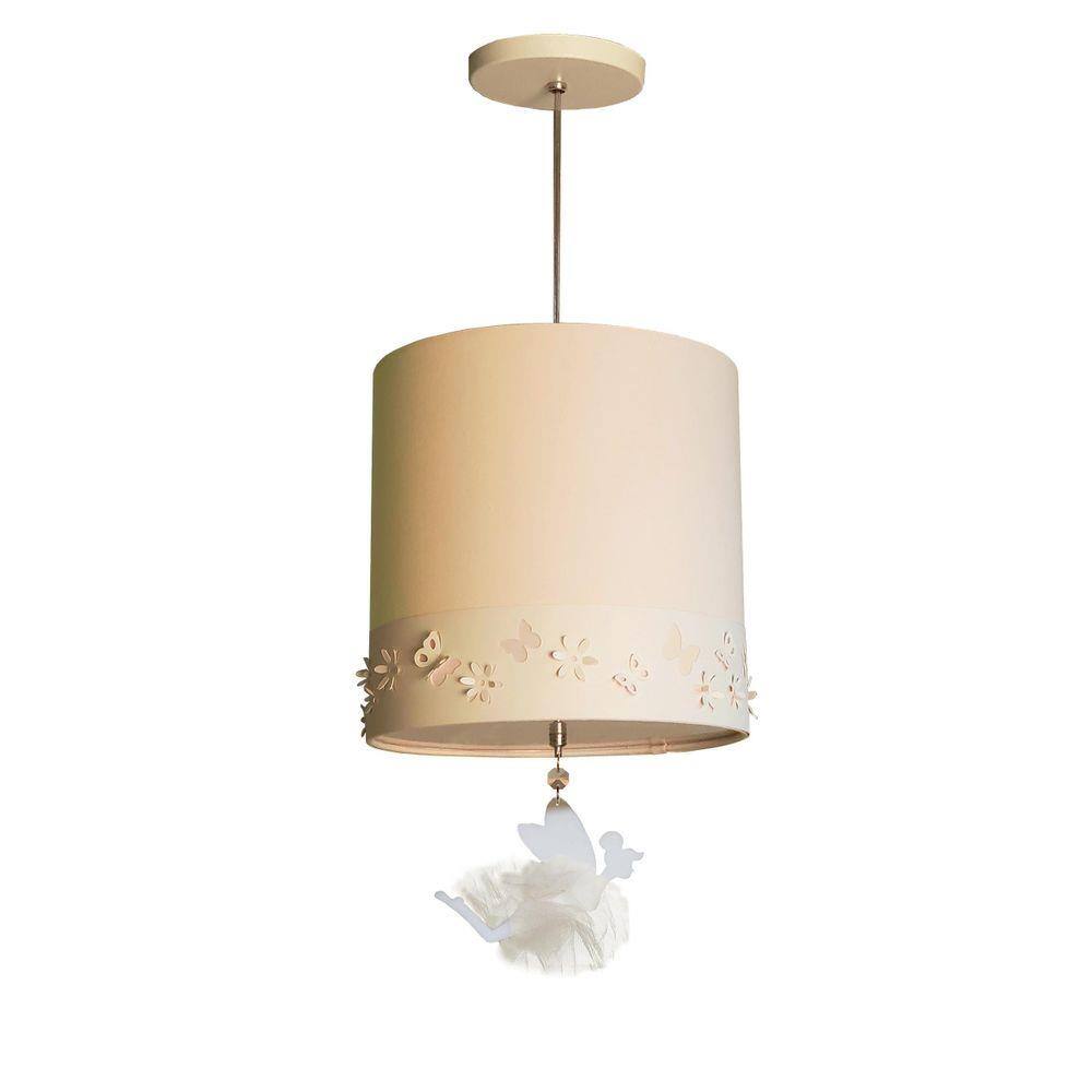 Lustre Pendente Infantil Fadas Cúpula Crú 25X25 1E27