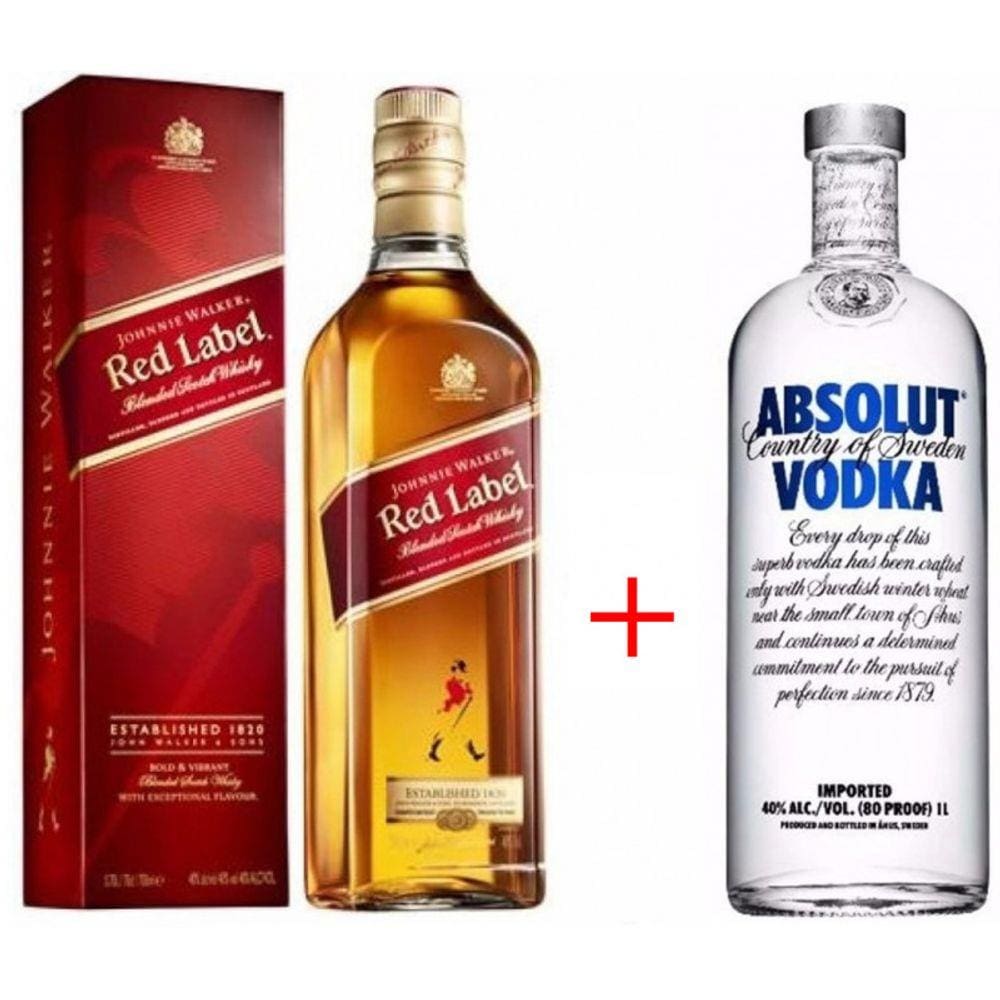 Combo da Live - Whisky Red Label 1 Litro + Vodka Absolut 1 Litro