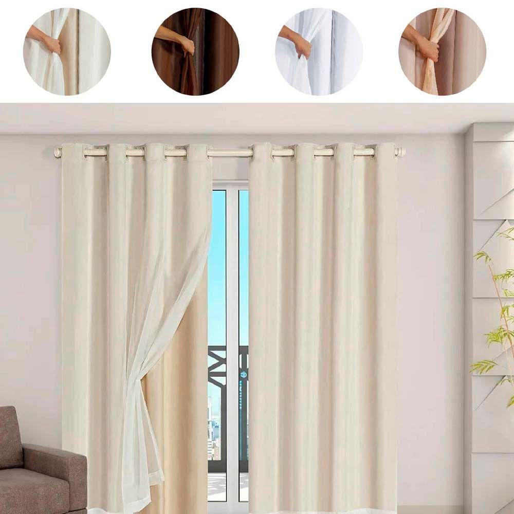 Cortina Blackout Pvc com Voil Tecido 2,8 M X 2,3 M em 4 Opções de Cores - Casa Dona
