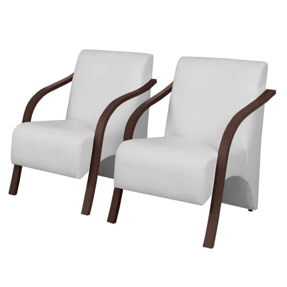 Kit 2 Poltronas Decorativas Vênus 1 Lugar Braço Pé Madeira D Salla Tecido Sintético (Courino)