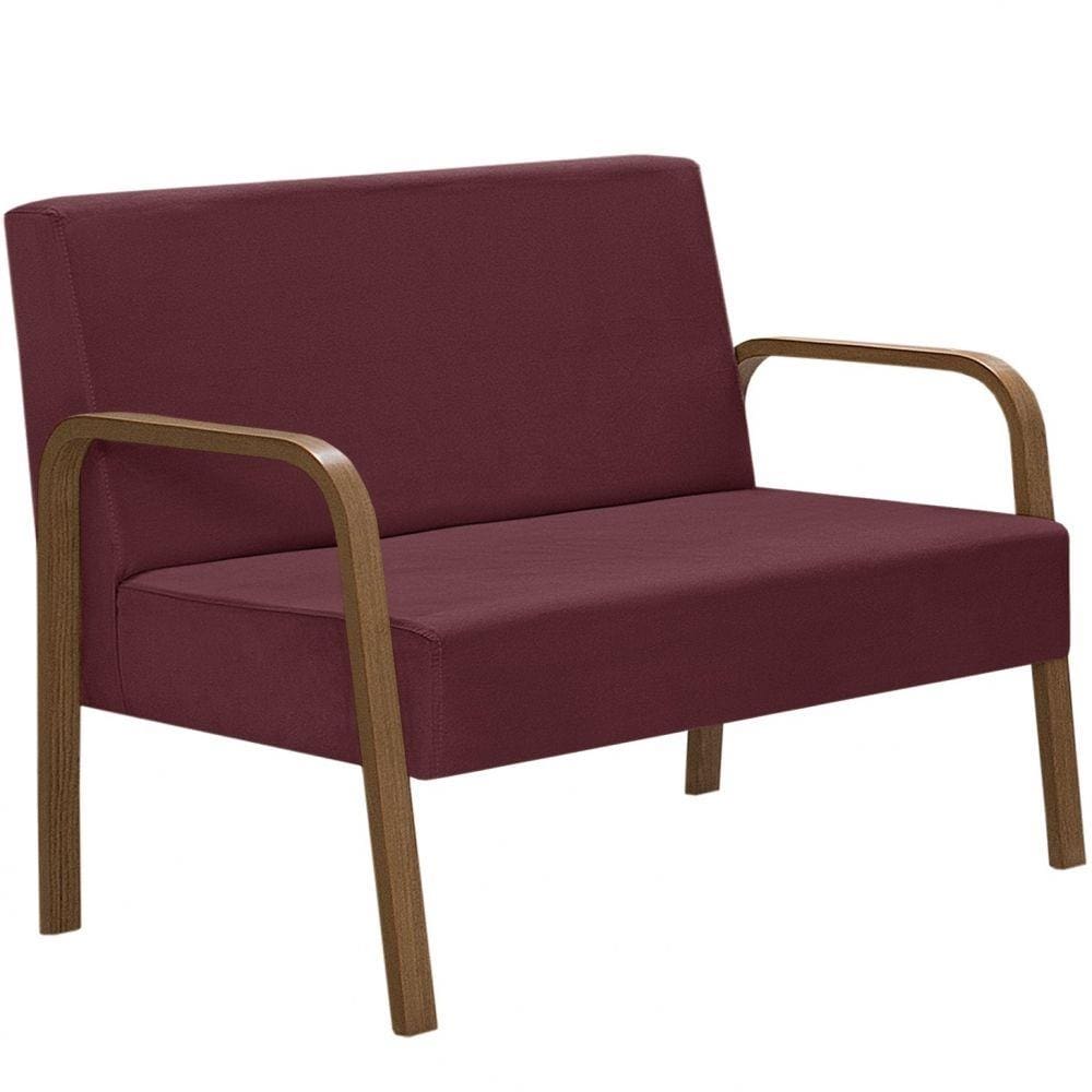 Poltrona 2 Lugares Jade Braço Madeira DSalla Suede