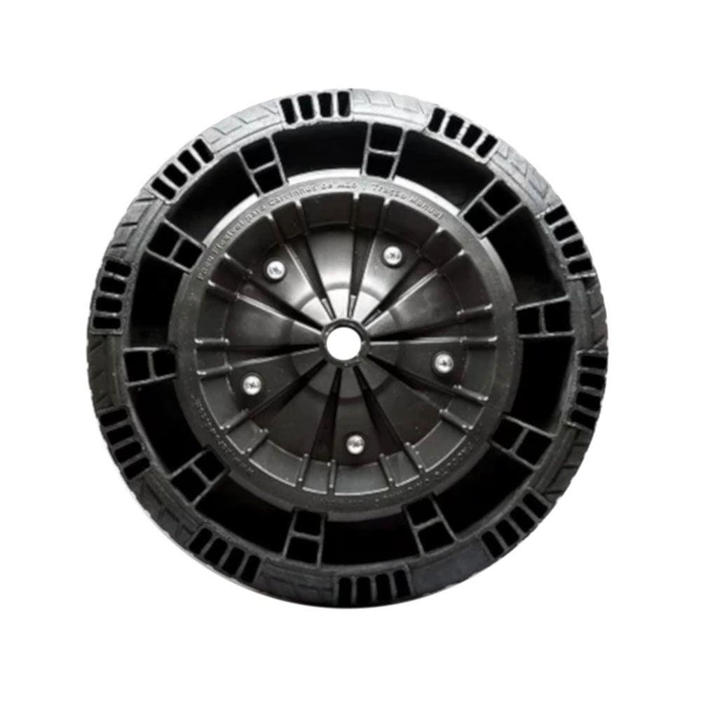 Roda Completa Pneu Maciço 14" = 335mm - Eixo 1" - Com Rolamento Plano - Pneu Flex