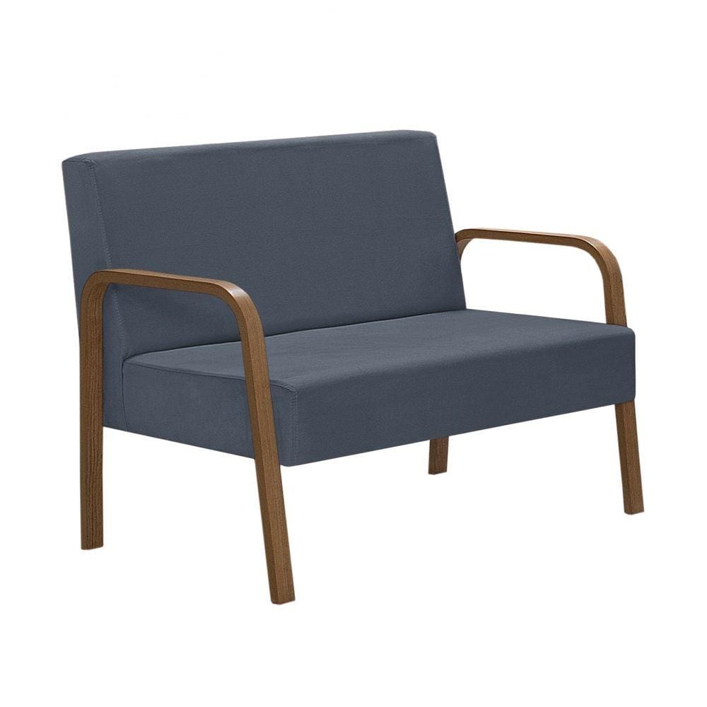 Poltrona 2 Lugares Jade Braço Madeira DSalla Suede