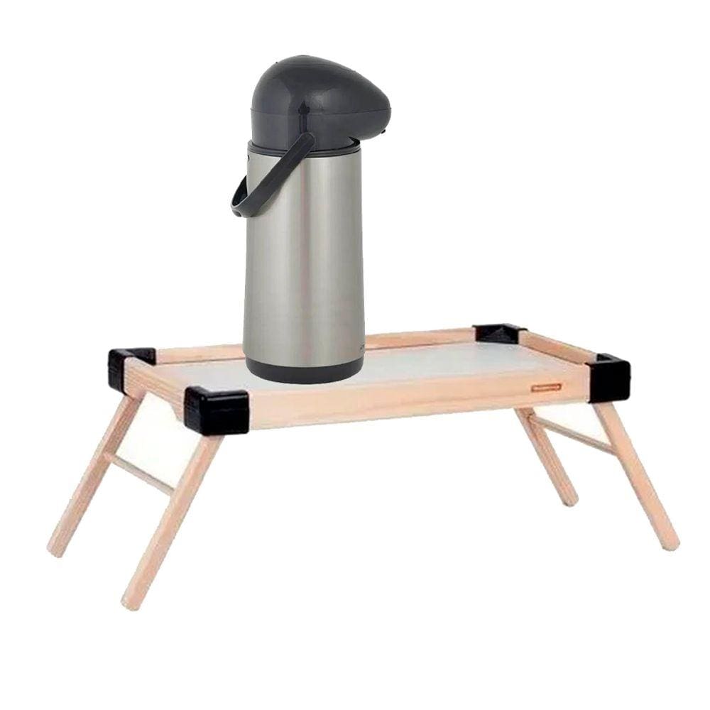 Kit Garrafa Térmica Pressão Nobile 1L Inox+ Bandeja Dobrável