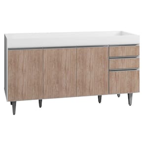 Balcão Gabinete de Pia sem Tampo 150cm 4 Portas 2 Gavetas Marrocos Branco/Castanho - Lumil