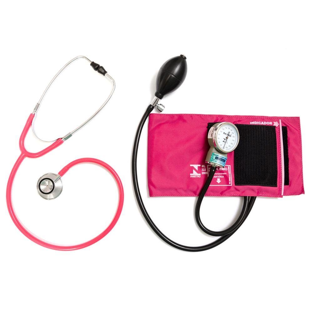 Kit Esfigmomanômetro Rosa E Estetoscópio Duosson Cjpa201