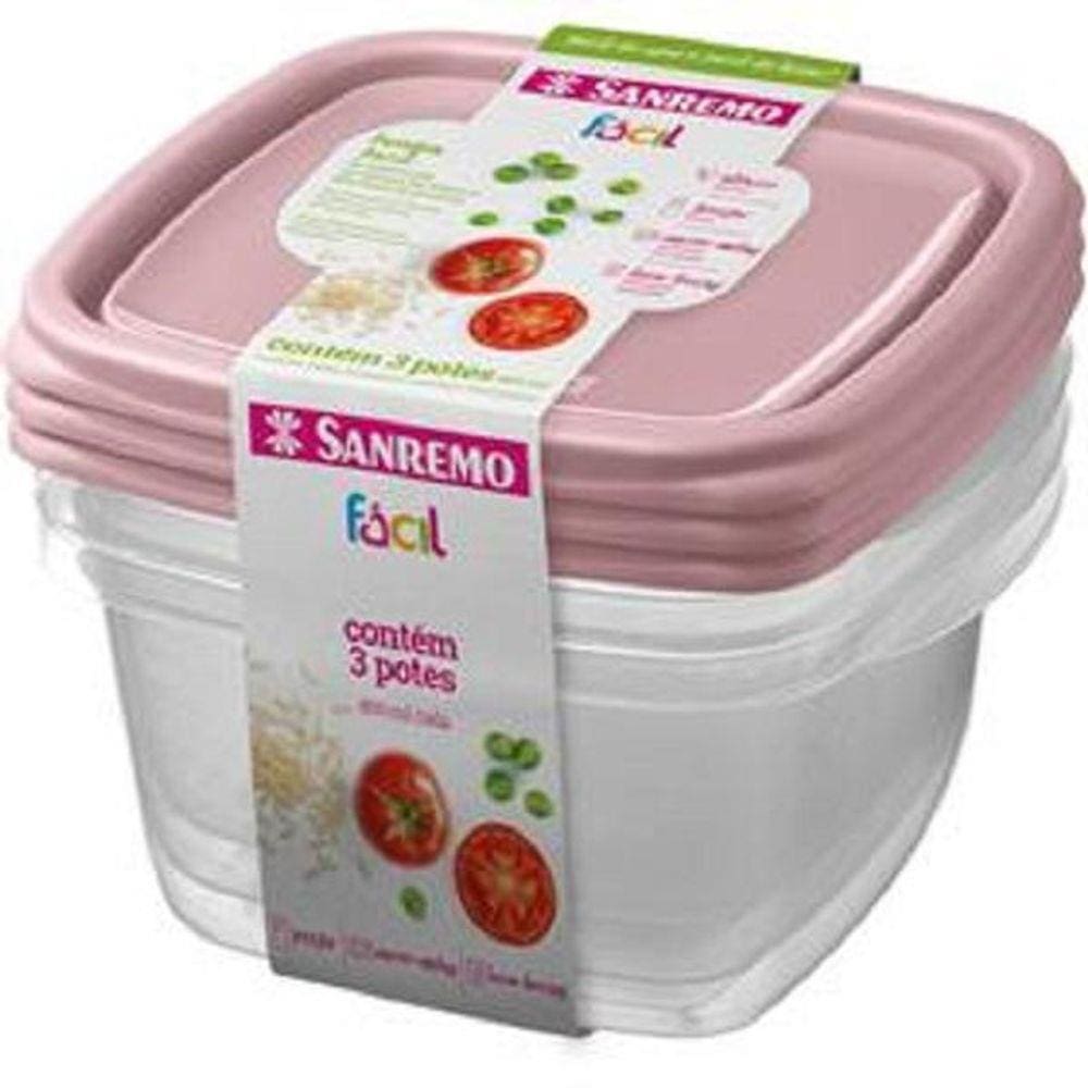 Pote Plastico Conjunto 3 Potes Facil 800Ml Sanremo