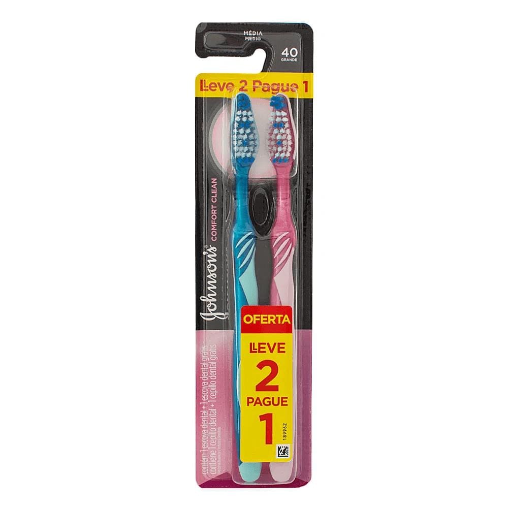 Escova Dental Johnson`s Comfort Clean Média Nº40 Cores Sortidas Leve 2 Pague 1