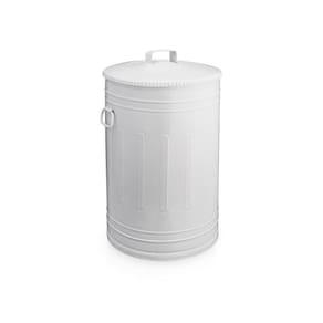Lixeira 50 Litros Branca Lata De Lixo Americana Branca Metal