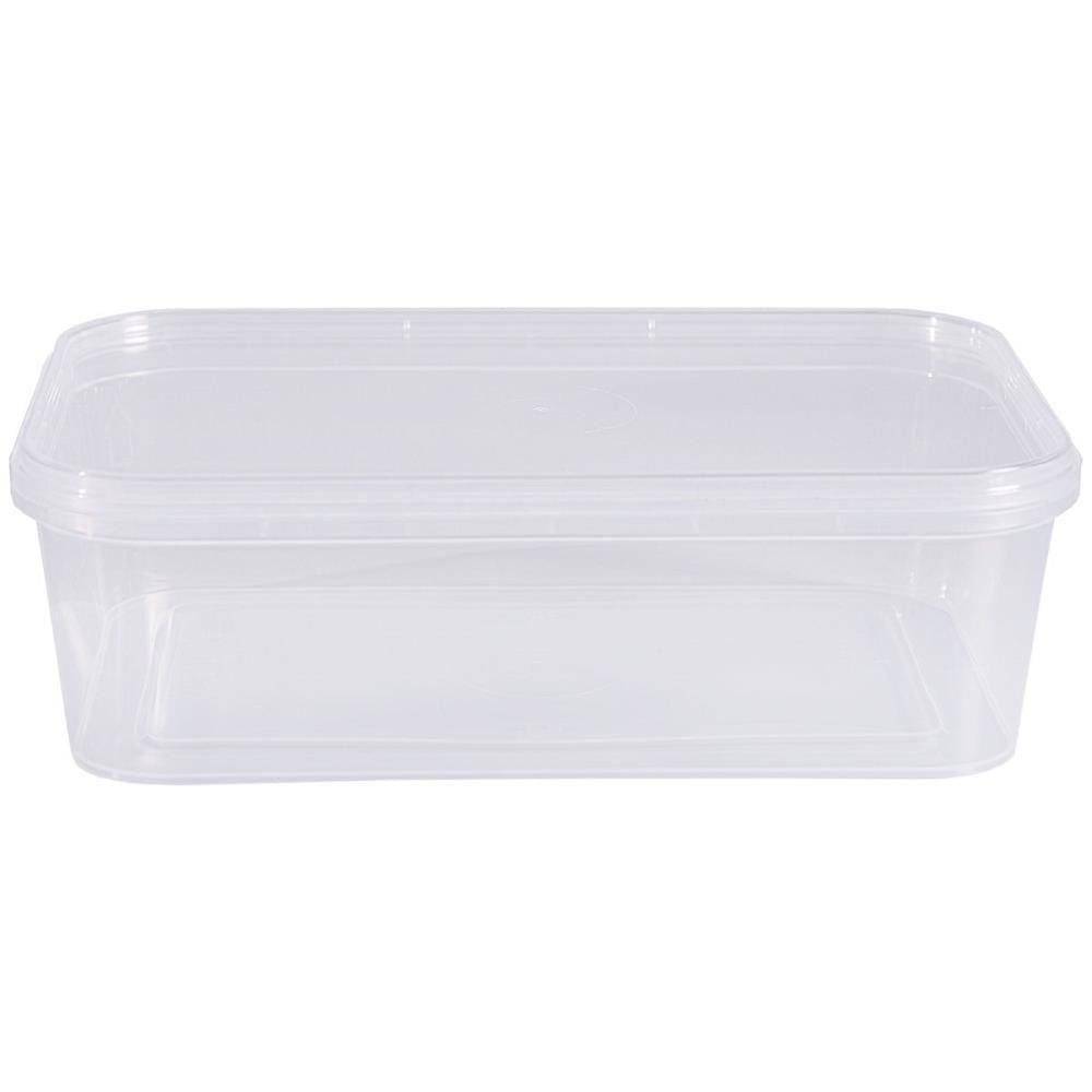 Pote Descartável 500Ml Retangular Tampa Com Lacre