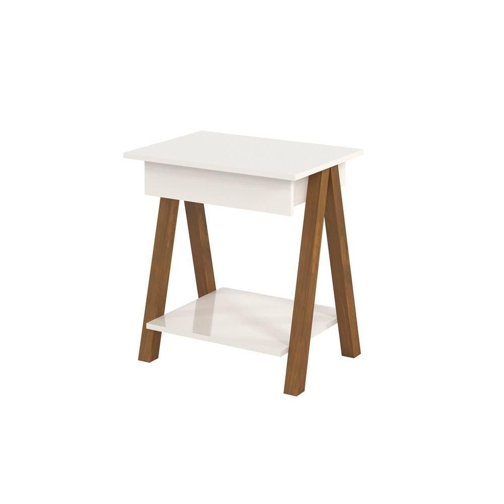 Mesa Lateral Old Tebarrot Móveis Off White Amêndoa 1 Gav Office
