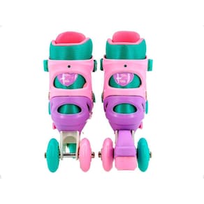 Patins Inline Rosa/Roxo Triline Roller 30 Ao 33 Kit Proteção